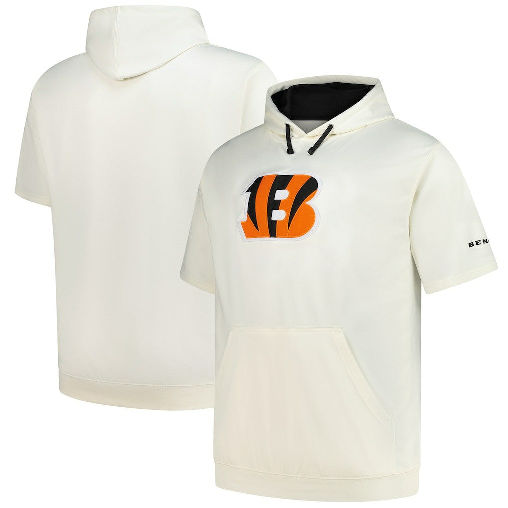 Profile Big & Tall Chest Print and Logo Short Sleeve Pullover Hoodie - Cincinnati Bengals
