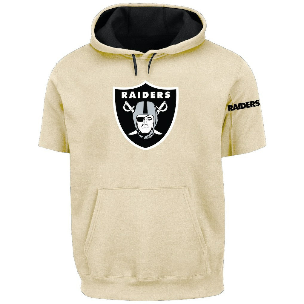 Profile Big & Tall Chest Print and Logo Short Sleeve Pullover Hoodie - Las Vegas Raiders