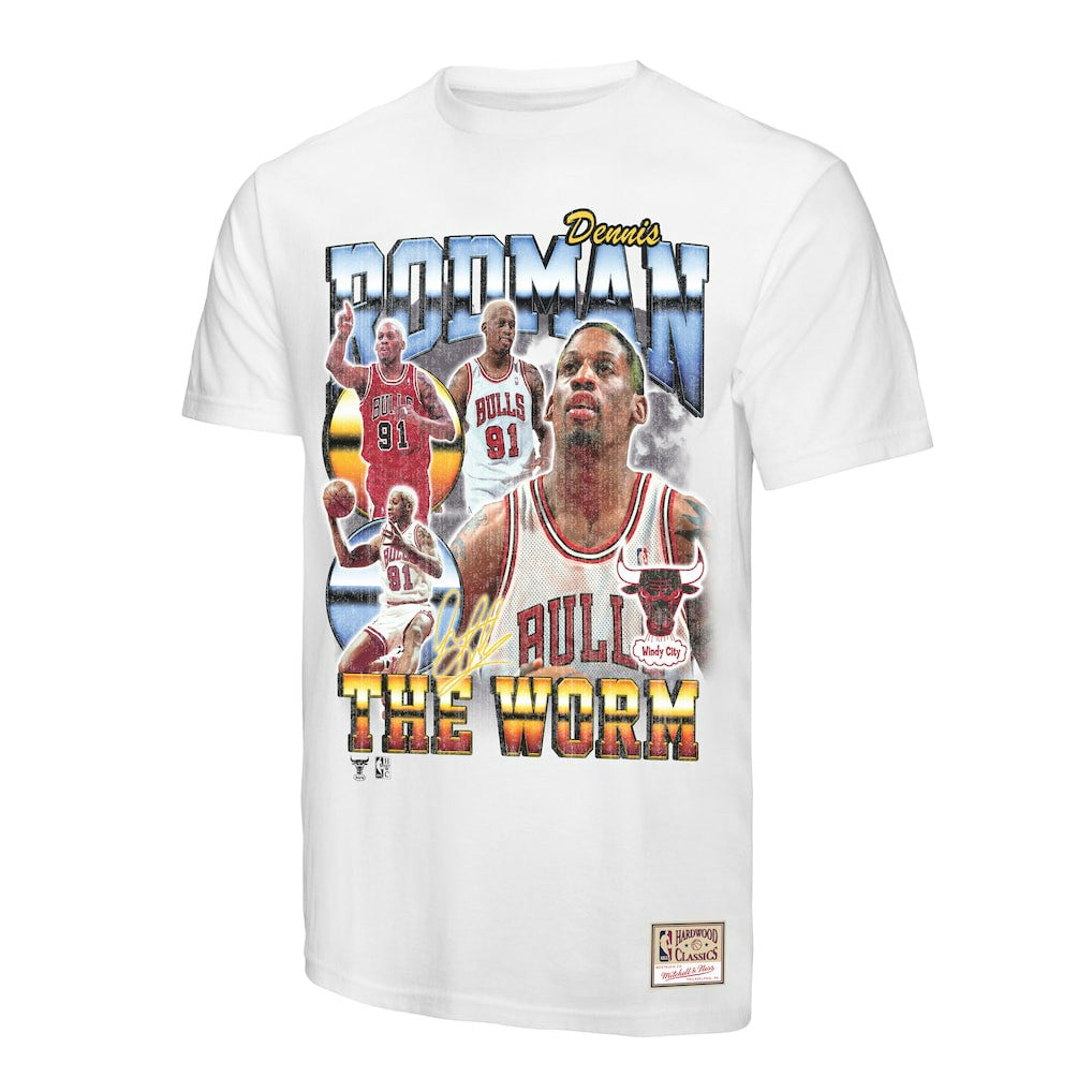 NBA Dennis Rodman Chicago Bulls Hardwood Classics Commemorative Player Collage T-Shirt sale