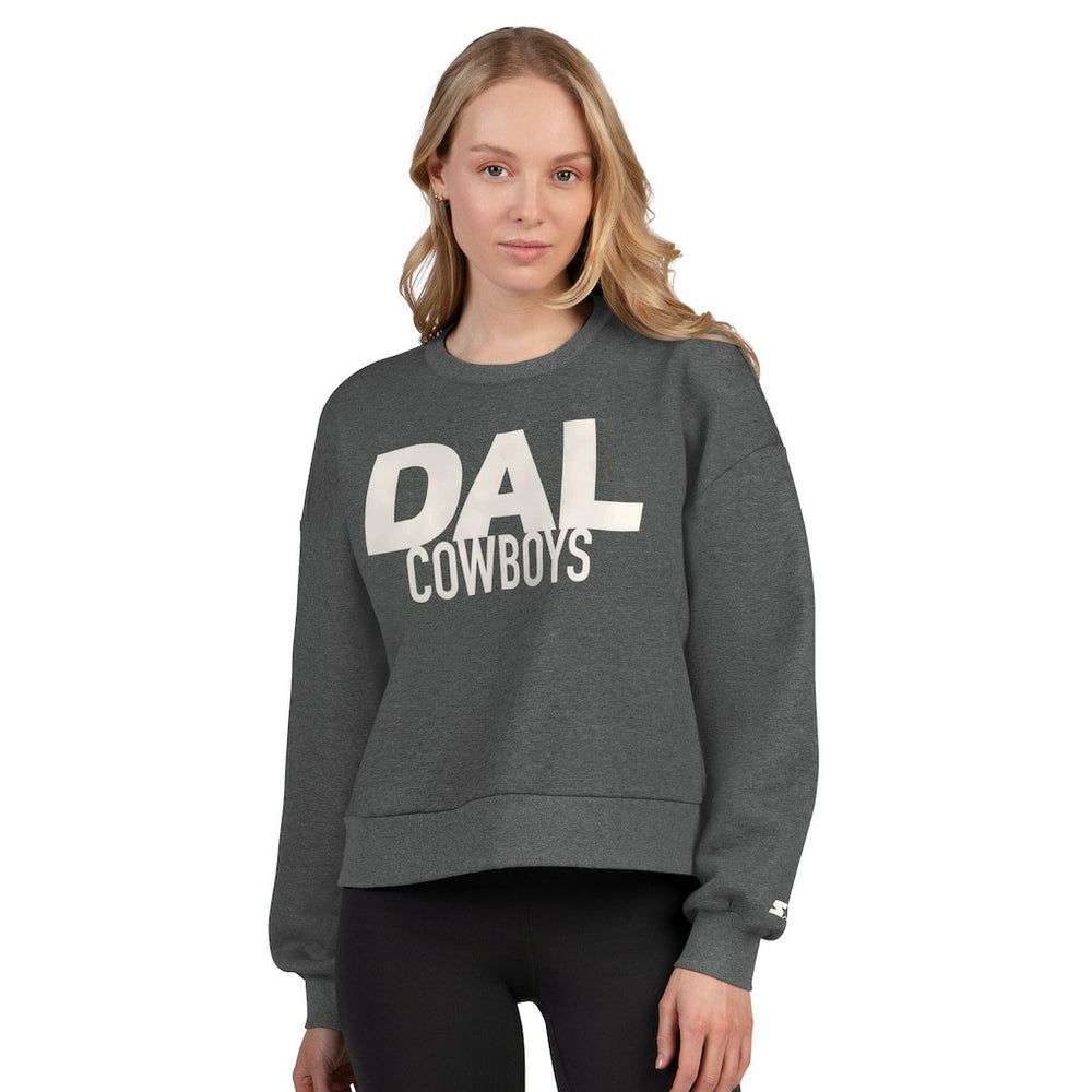 Starter Women's Show Up Cropped Fleece Pullover Sweatshirt - Dallas Cowboys