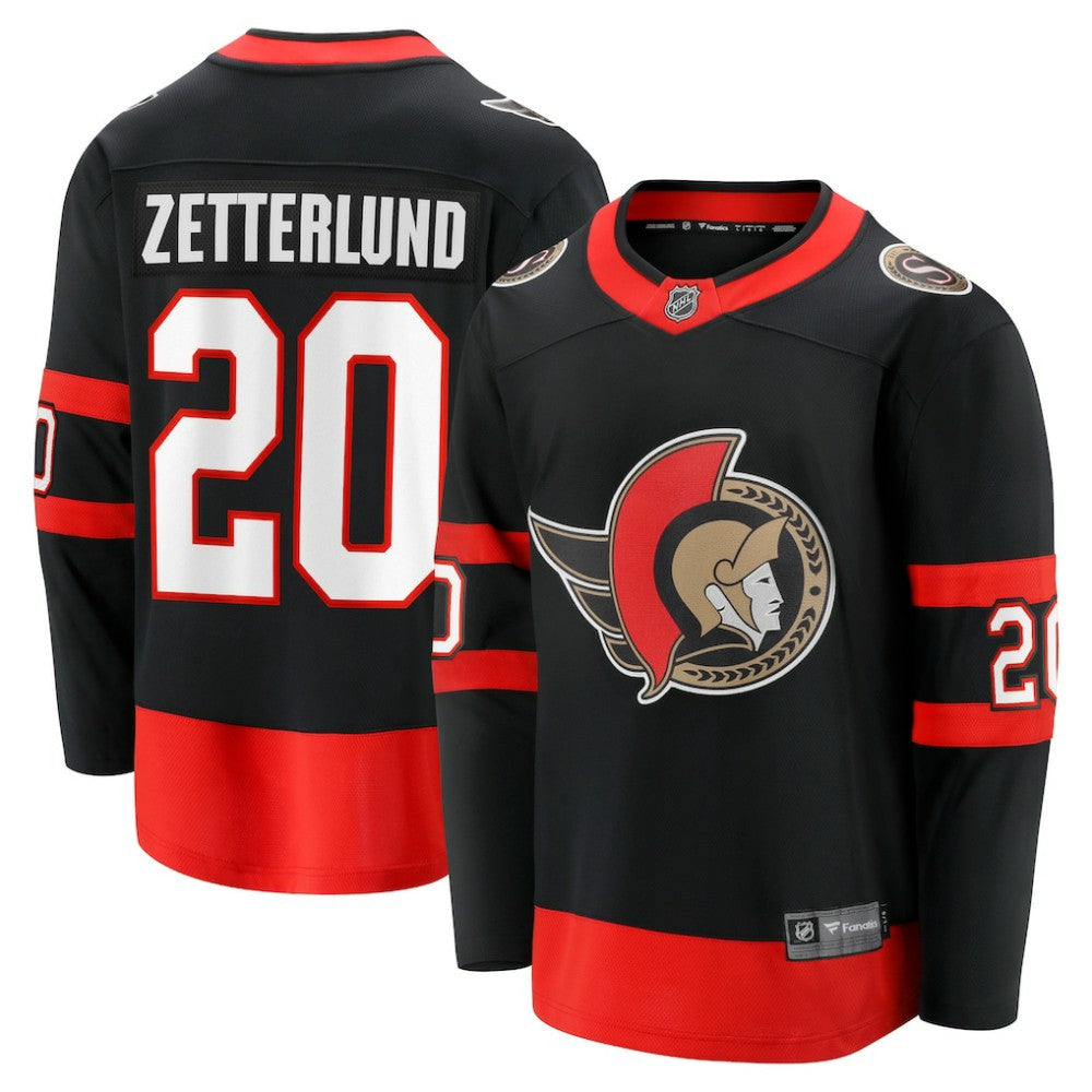 NHL Black Fabian Zetterlund Ottawa Senators Fanatics Home Breakaway Jersey