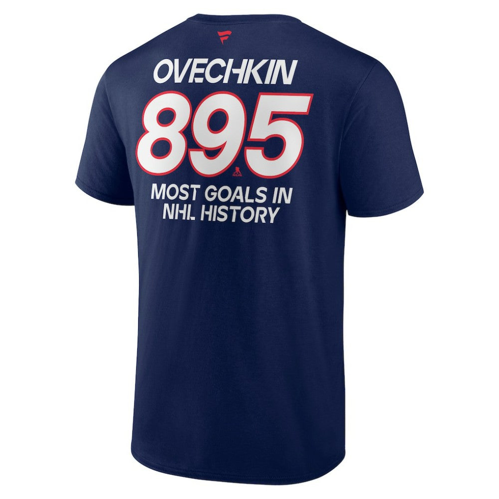 NHL Navy Alexander Ovechkin Washington Capitals Fanatics Most Goals in NHL History T-Shirt