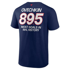 NHL Navy Alexander Ovechkin Washington Capitals Fanatics Most Goals in NHL History T-Shirt