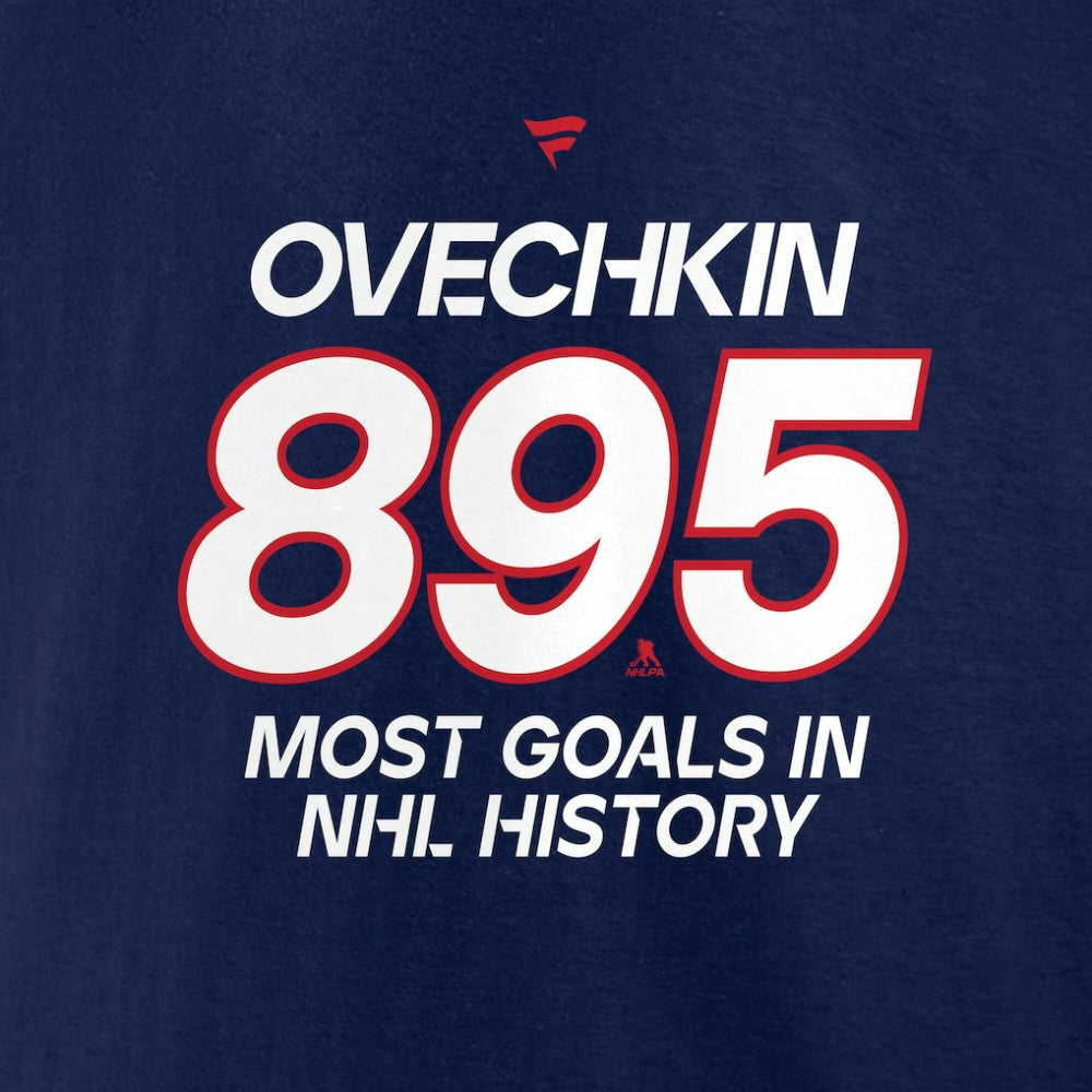 NHL Navy Alexander Ovechkin Washington Capitals Fanatics Most Goals in NHL History T-Shirt