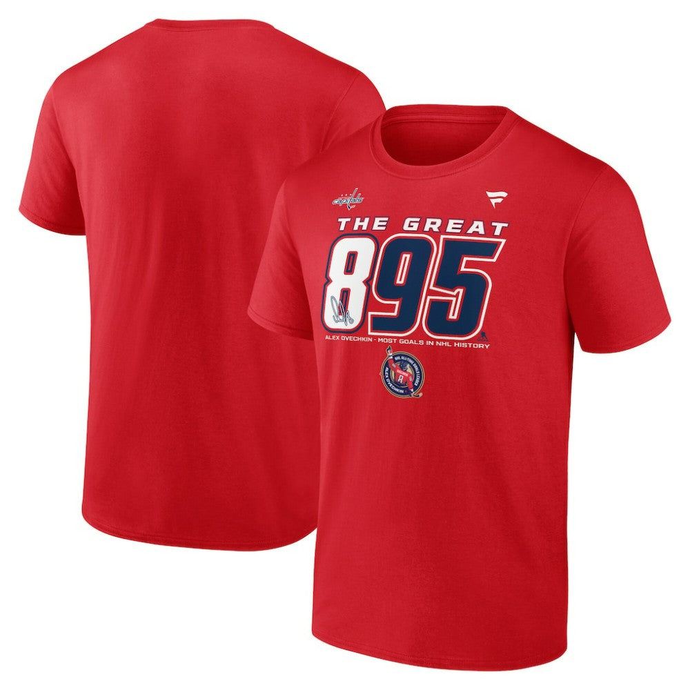 NHL Red Alexander Ovechkin Washington Capitals Fanatics NHL All-Time Leading Goal Scorer The Great 895 T-Shirt