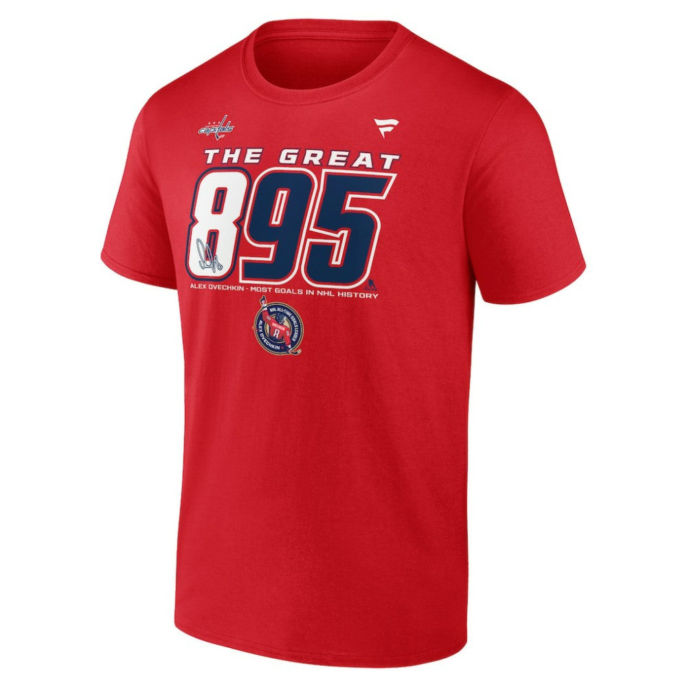 NHL Red Alexander Ovechkin Washington Capitals Fanatics NHL All-Time Leading Goal Scorer The Great 895 T-Shirt
