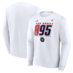 NHL White Alexander Ovechkin Washington Capitals Fanatics NHL All-Time Leading Goal Scorer The Great 895 Fleece Pullover Sweatshirt