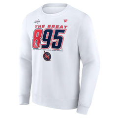 NHL White Alexander Ovechkin Washington Capitals Fanatics NHL All-Time Leading Goal Scorer The Great 895 Fleece Pullover Sweatshirt