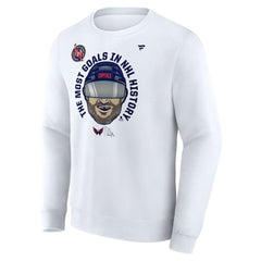 NHL White Alexander Ovechkin Washington Capitals Fanatics NHL All-Time Leading Goal Scorer GR8 Caricature Fleece Pullover Sweatshirt