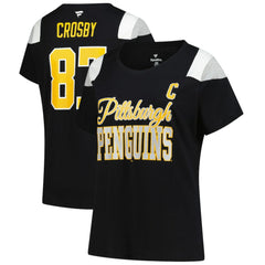 NHL Black Sidney Crosby Pittsburgh Penguins Fanatics Women's Plus Size Name & Number Scoop Neck T-Shirt
