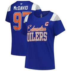 NHL Royal Connor McDavid Edmonton Oilers Fanatics Women's Plus Size Name & Number Scoop Neck T-Shirt