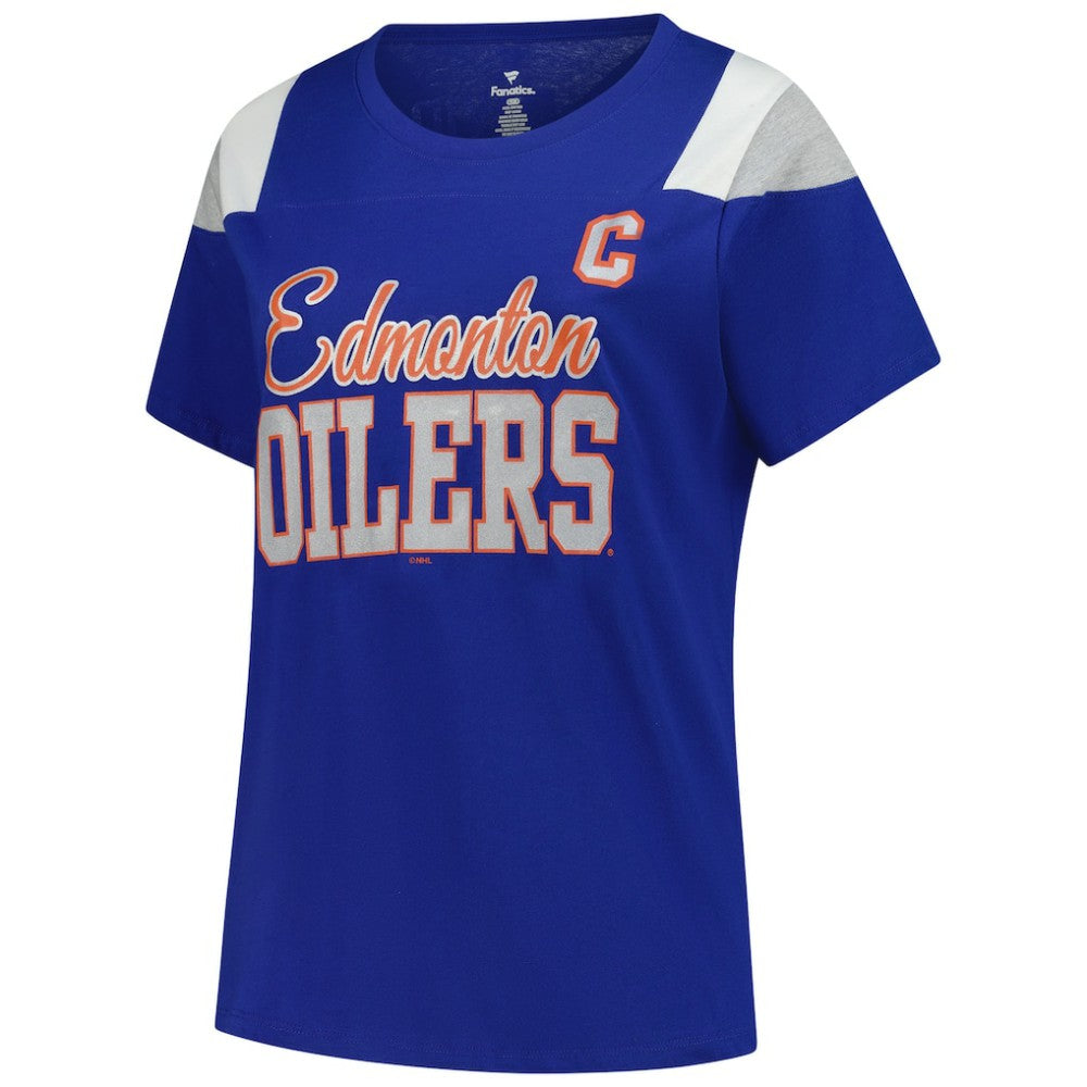 NHL Royal Connor McDavid Edmonton Oilers Fanatics Women's Plus Size Name & Number Scoop Neck T-Shirt