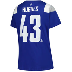 NHL Royal Quinn Hughes Vancouver Canucks Fanatics Women's Plus Size Name & Number Scoop Neck T-Shirt