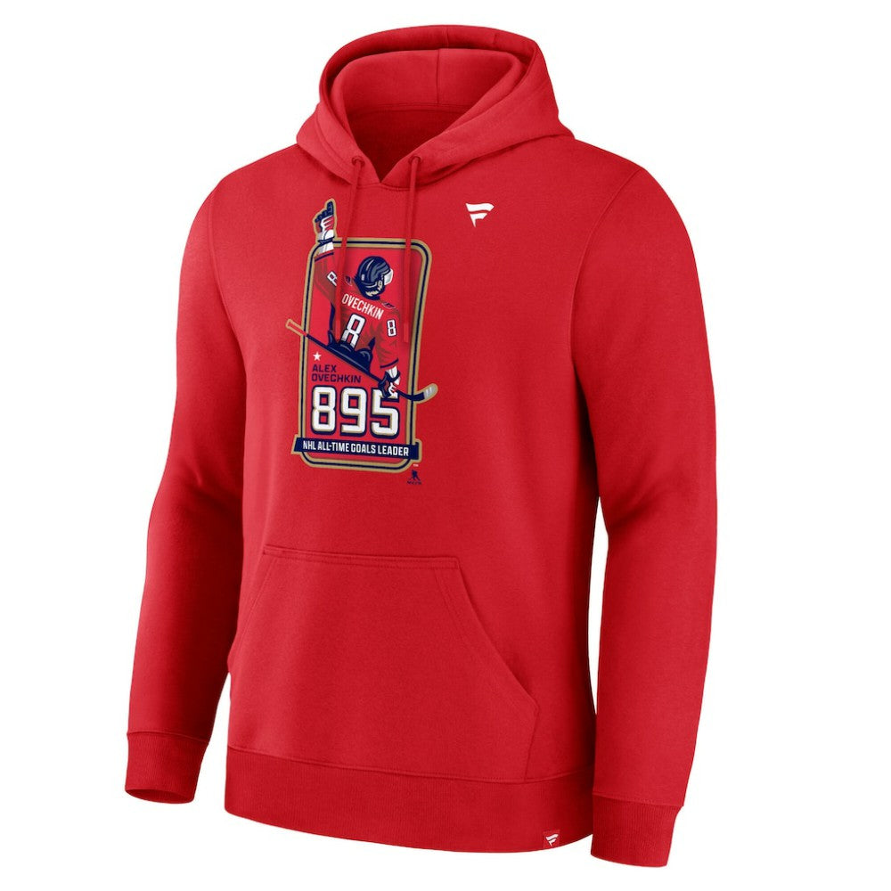 NHL Athletic Red Alexander Ovechkin Washington Capitals Fanatics NHL All-Time Leading Goal Scorer 895 Logo Pullover Hoodie