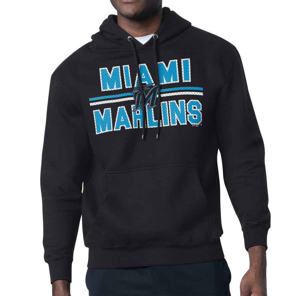 MLB Miami Marlins Starter Team Mesh Print Graphic Pullover Hoodie