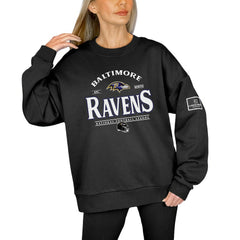 Gameday Couture Women's Oversized Players Only Black Label Pullover Sweatshirt - Baltimore Ravens