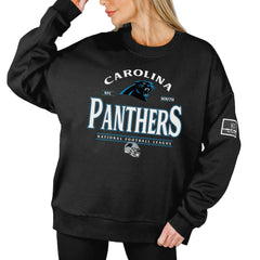 Gameday Couture Women's Oversized Players Only Black Label Pullover Sweatshirt - Carolina Panthers