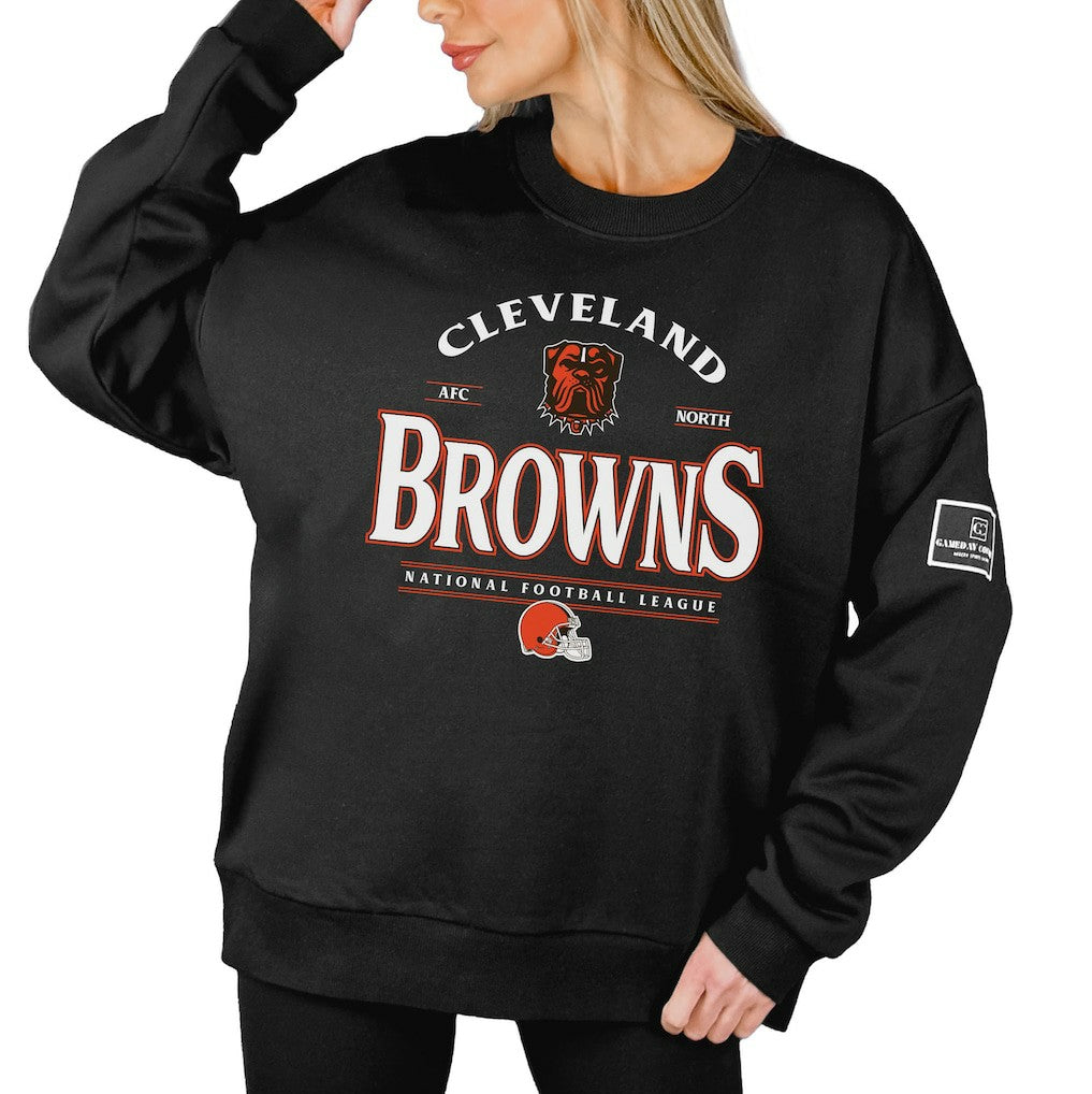 Gameday Couture Women's Oversized Players Only Black Label Pullover Sweatshirt - Cleveland Browns