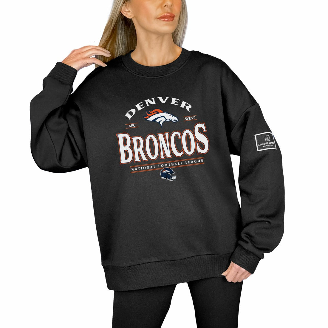 Gameday Couture Women's Oversized Players Only Black Label Pullover Sweatshirt - Denver Broncos
