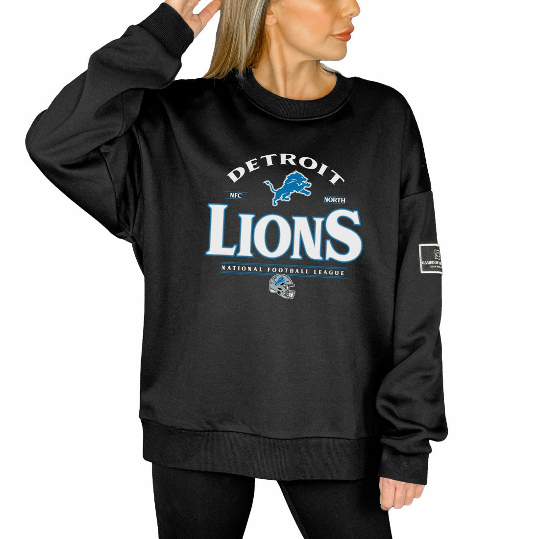 Gameday Couture Women's Oversized Players Only Black Label Pullover Sweatshirt - Detroit Lions