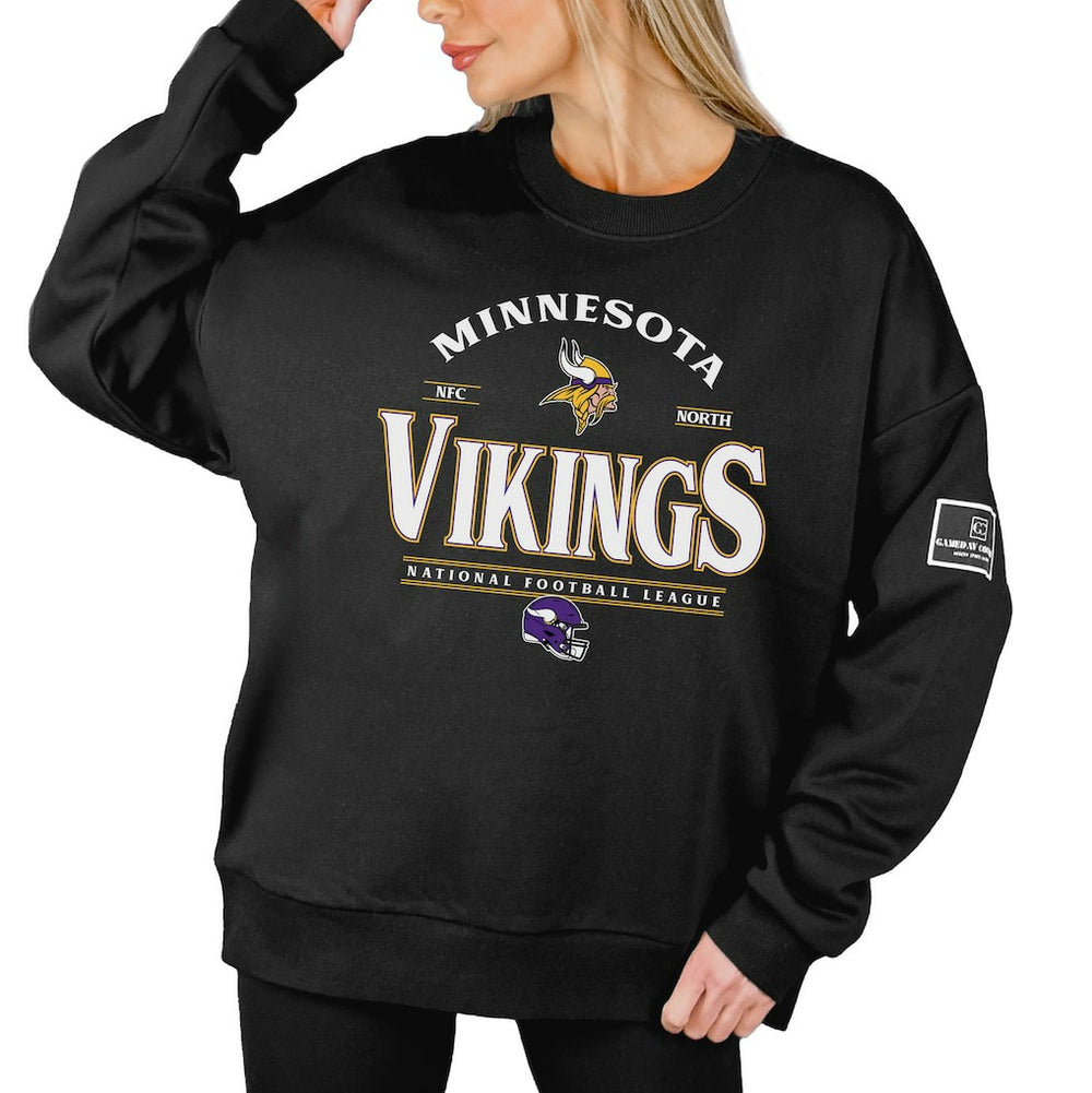 Gameday Couture Women's Oversized Players Only Black Label Pullover Sweatshirt - Minnesota Vikings