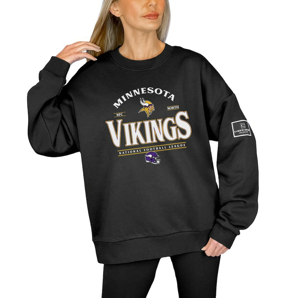Gameday Couture Women's Oversized Players Only Black Label Pullover Sweatshirt - Minnesota Vikings