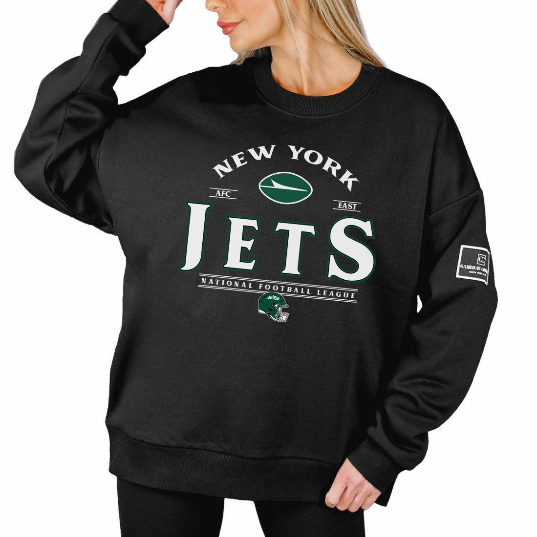 Gameday Couture Women's Oversized Players Only Black Label Pullover Sweatshirt - New York Jets