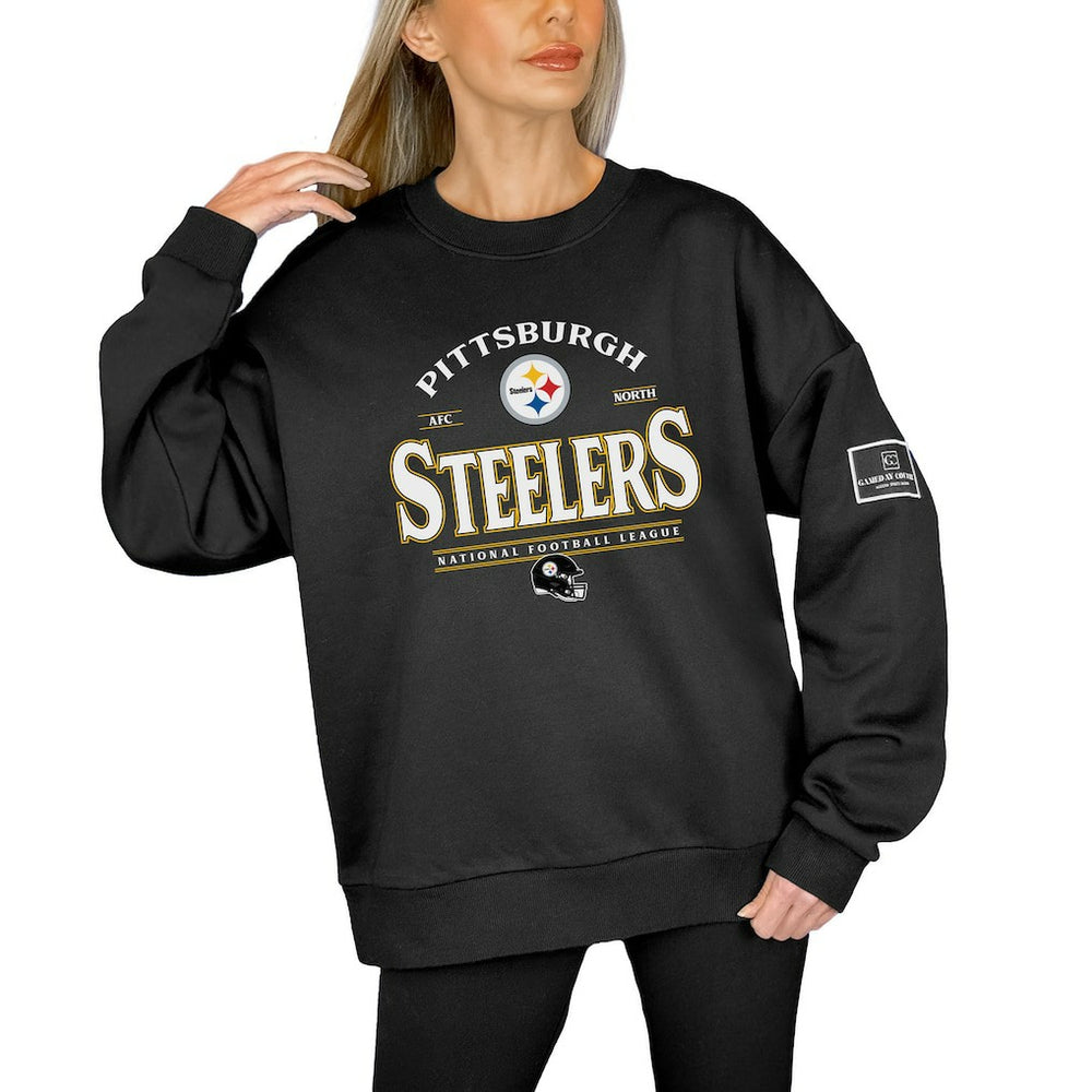 Gameday Couture Women's Oversized Players Only Black Label Pullover Sweatshirt - Pittsburgh Steelers