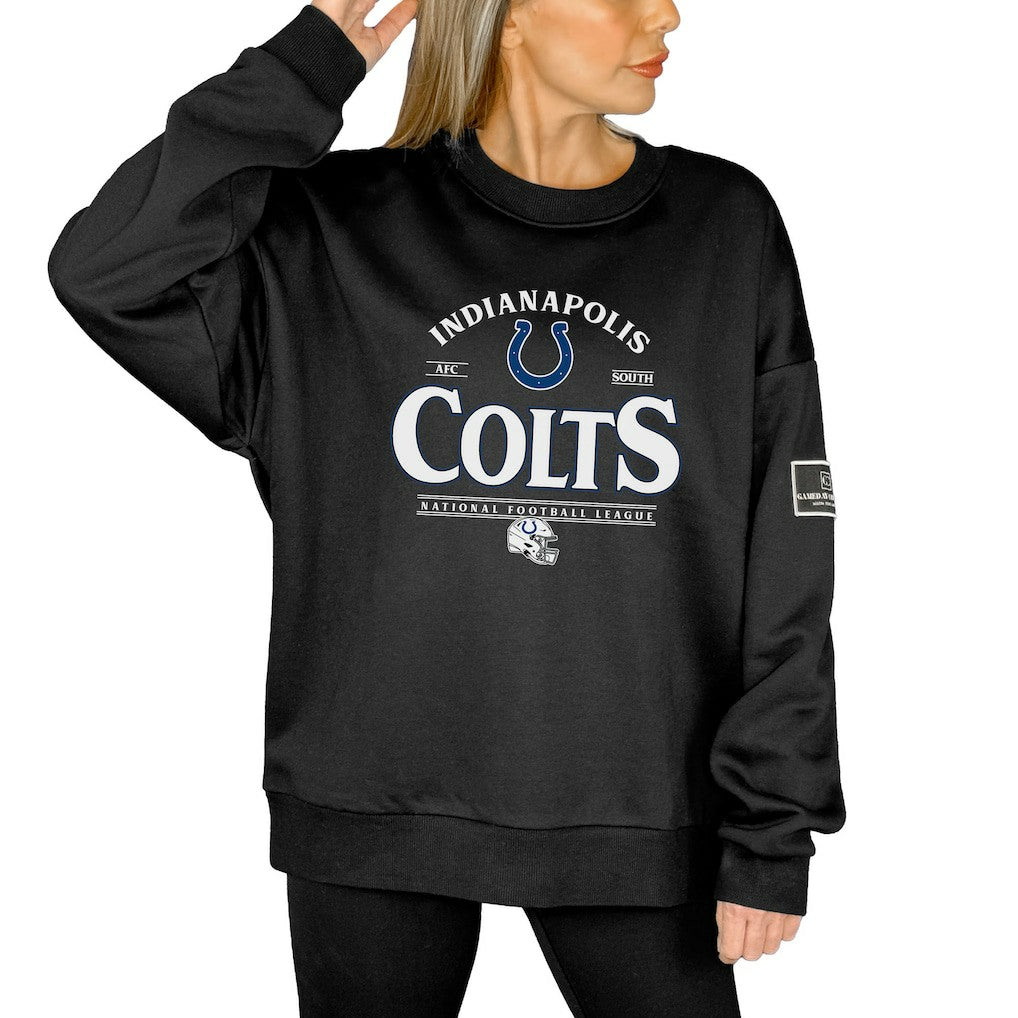 Gameday Couture Women's Oversized Players Only Black Label Pullover Sweatshirt - Indianapolis Colts