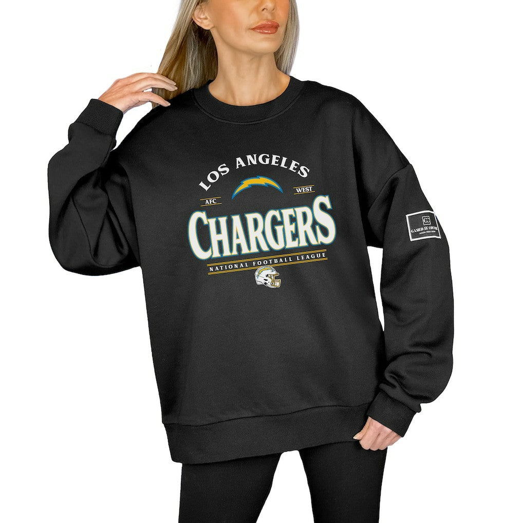 Gameday Couture Women's Oversized Players Only Black Label Pullover Sweatshirt - Los Angeles Chargers