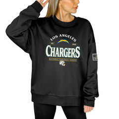 Gameday Couture Women's Oversized Players Only Black Label Pullover Sweatshirt - Los Angeles Chargers
