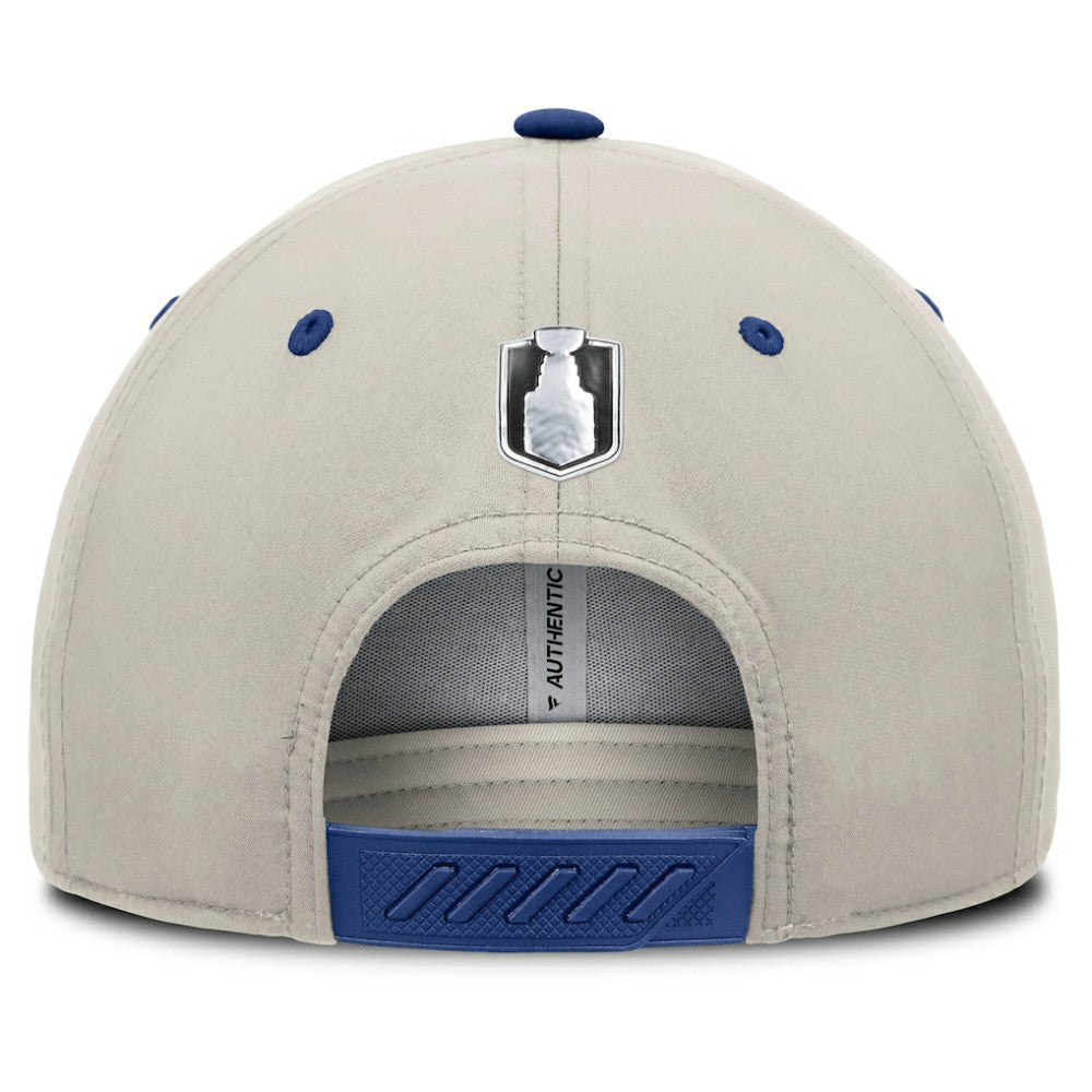 NHL Blue/Gray Toronto Maple Leafs Fanatics 2025 Stanley Cup Playoffs Locker Room Trucker Adjustable Hat