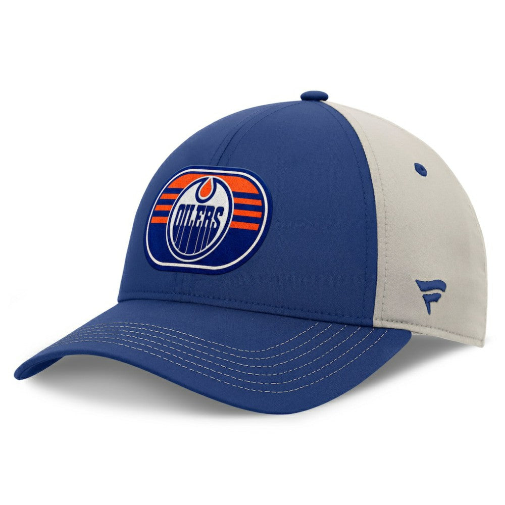 NHL Royal/Gray Edmonton Oilers Fanatics 2025 Stanley Cup Playoffs Locker Room Trucker Adjustable Hat