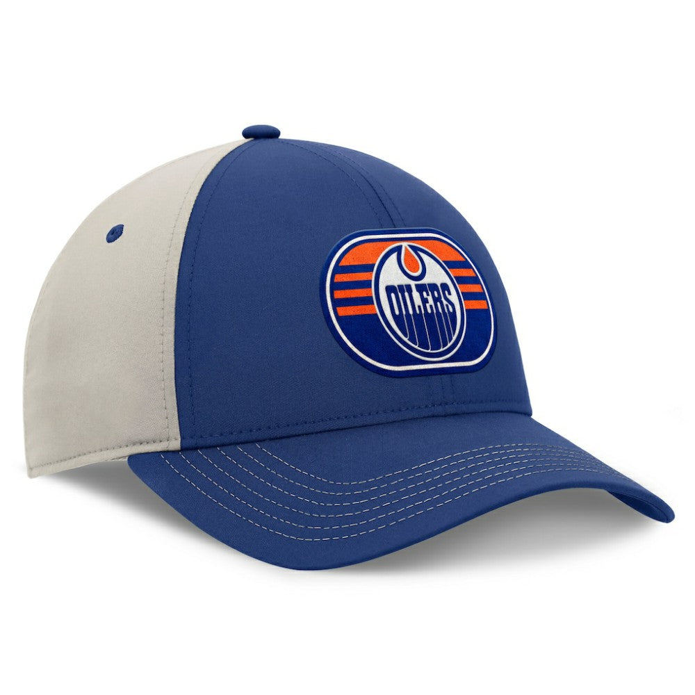NHL Royal/Gray Edmonton Oilers Fanatics 2025 Stanley Cup Playoffs Locker Room Trucker Adjustable Hat
