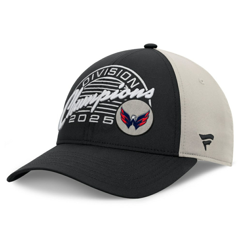 NHL Black/Gray Washington Capitals Fanatics 2025 Metropolitan Division Champions Locker Room Adjustable Hat