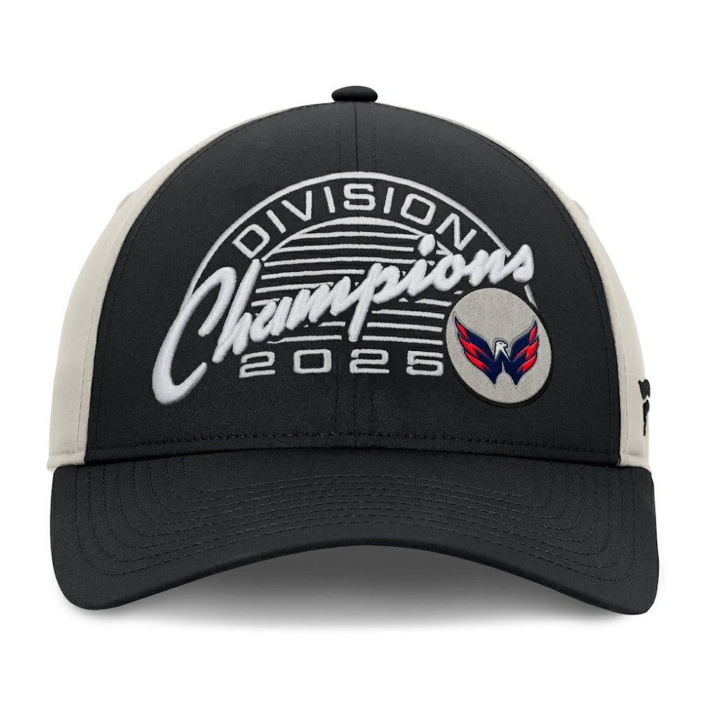 NHL Black/Gray Washington Capitals Fanatics 2025 Metropolitan Division Champions Locker Room Adjustable Hat