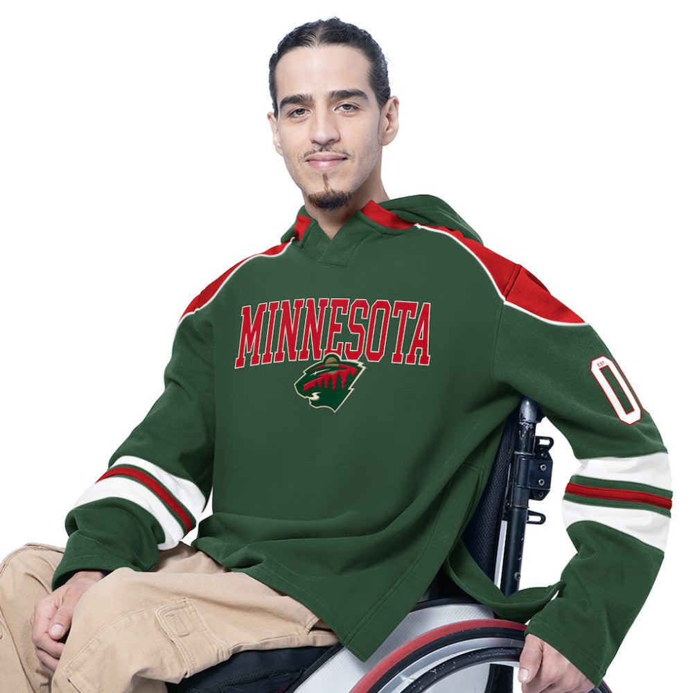 NHL Green Minnesota Wild G-III Sports by Carl Banks Adaptive Wear Lord Stanley Hooded Long Sleeve Sweatshirt