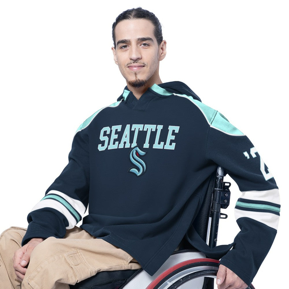 NHL Navy Seattle Kraken G-III Sports by Carl Banks Adaptive Wear Lord Stanley Hooded Long Sleeve Sweatshirt