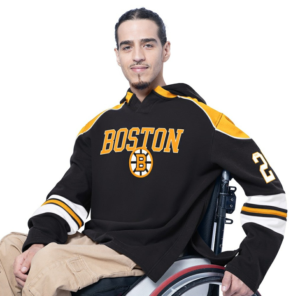 NHL Black Boston Bruins G-III Sports by Carl Banks Adaptive Wear Lord Stanley Hooded Long Sleeve Sweatshirt