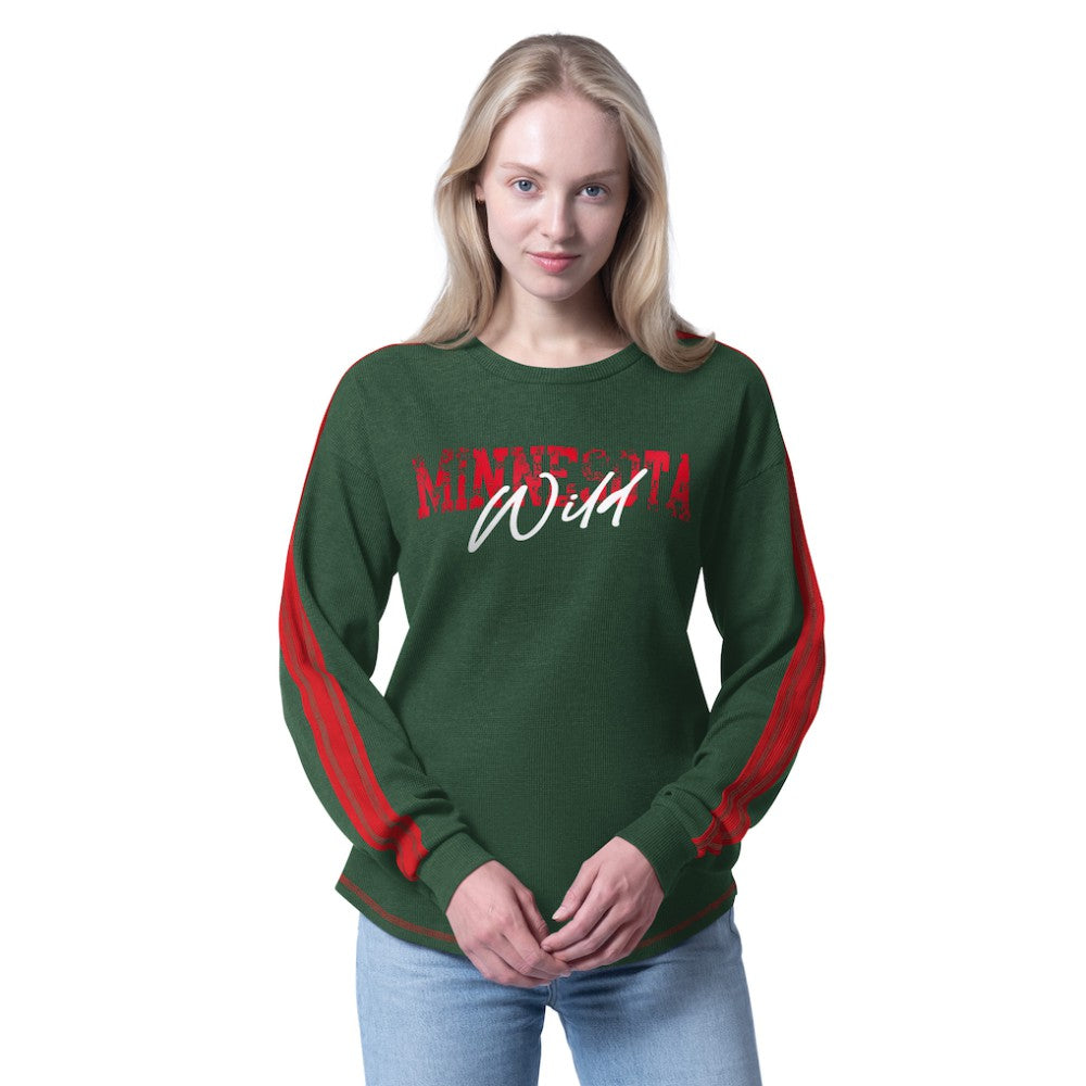 NHL Green Minnesota Wild G-III 4Her by Carl Banks Women's Advantage Thermal Long-Sleeve Tri-Blend T-Shirt