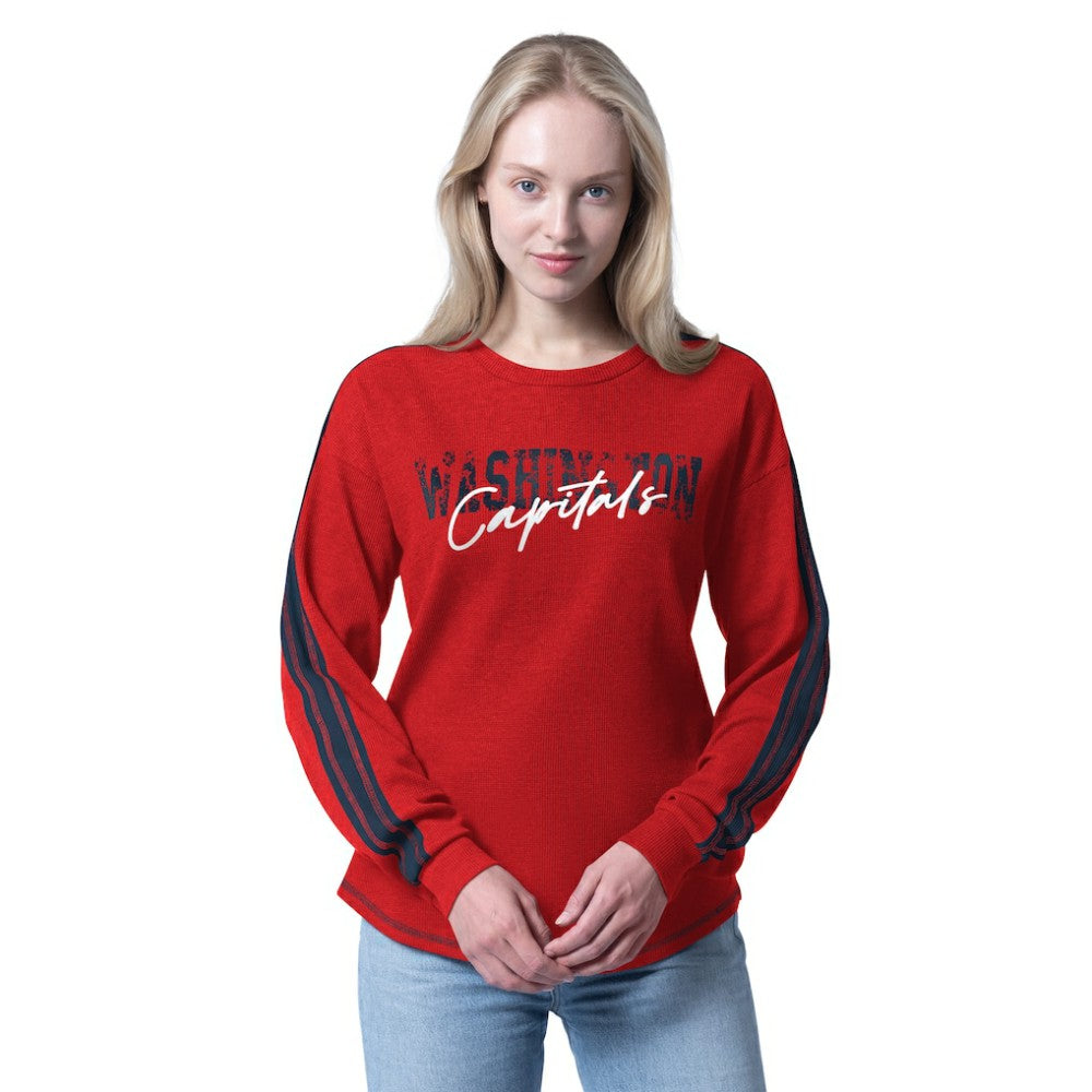 NHL Red Washington Capitals G-III 4Her by Carl Banks Women's Advantage Thermal Long-Sleeve Tri-Blend T-Shirt