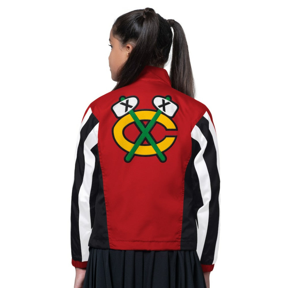 NHL Black/Red Chicago Blackhawks Starter Girls Key Player Half Zip Jacket
