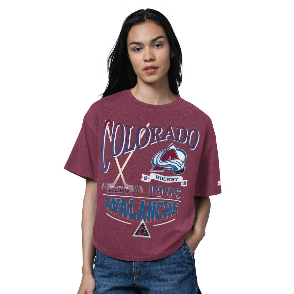 NHL Heather Burgundy Colorado Avalanche Starter Women's Oversized Hall of Fame T-Shirt
