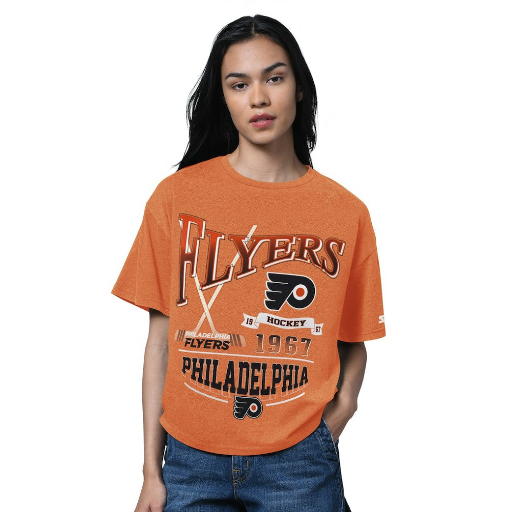 NHL Heather Orange Philadelphia Flyers Starter Women's Oversized Hall of Fame T-Shirt