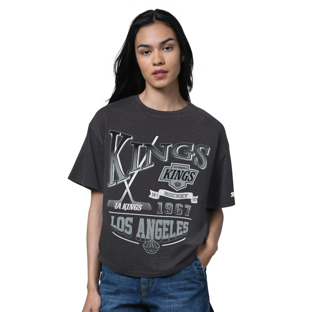 NHL Heather Black Los Angeles Kings Starter Women's Oversized Hall of Fame T-Shirt