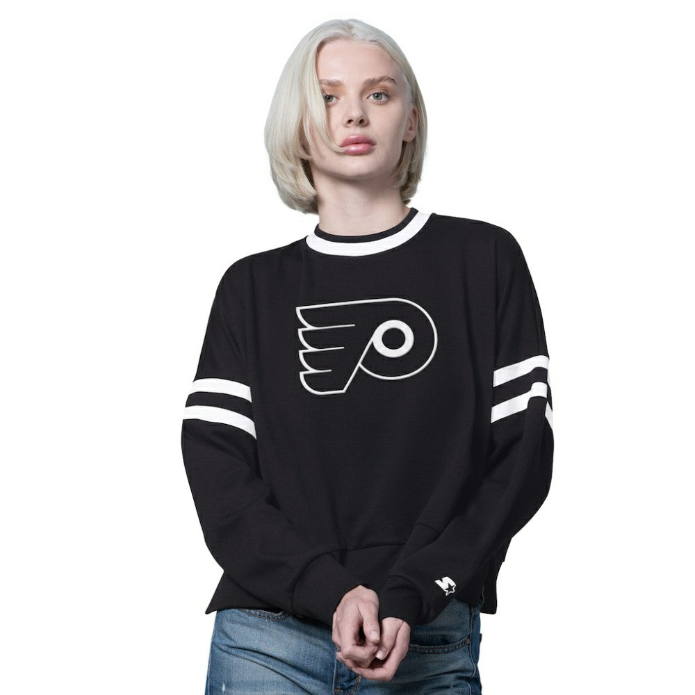 NHL Black Philadelphia Flyers Starter Women's Rally Fleece Cropped Sweatshirt