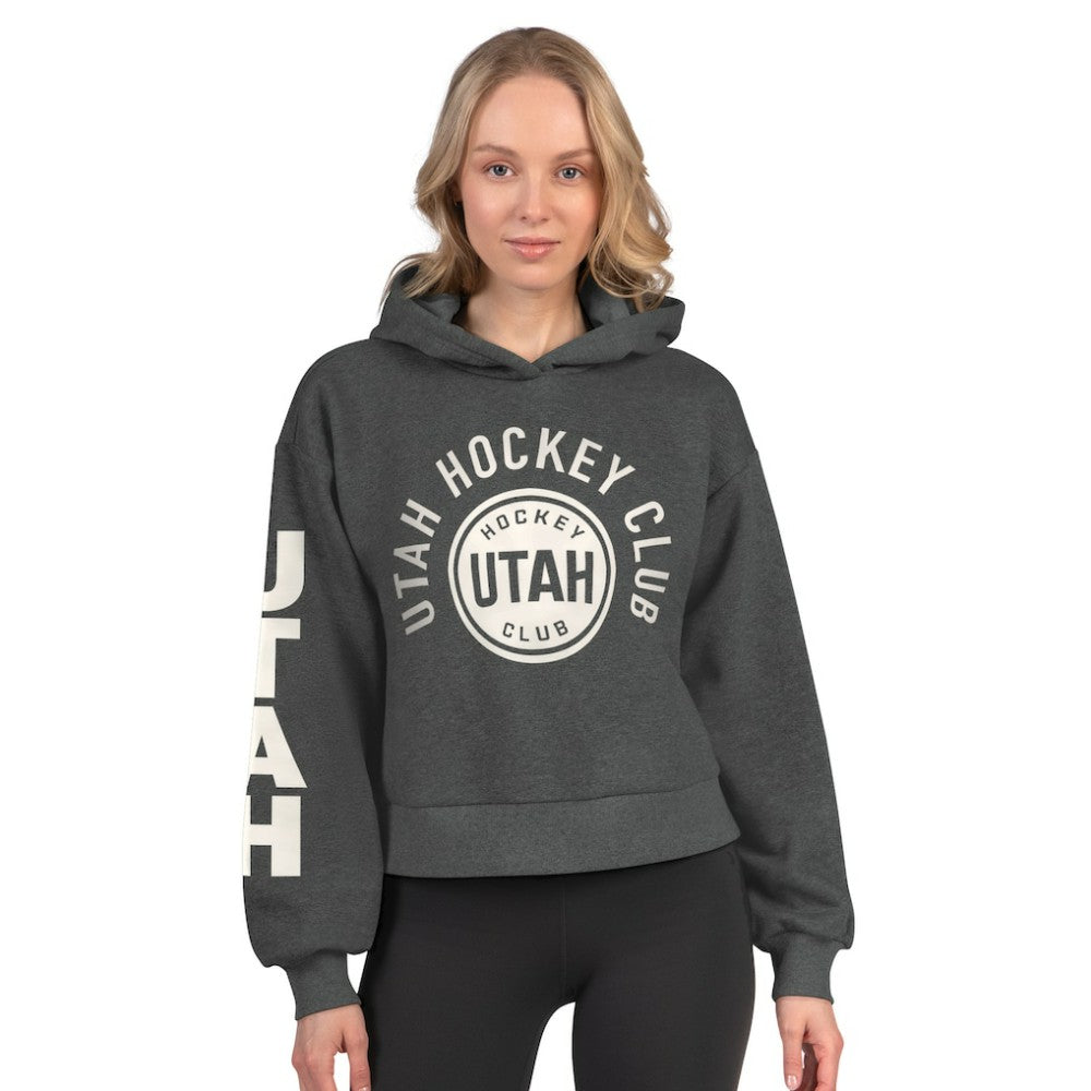 NHL Heather Charcoal Utah Mammoth Starter Women's Star Player Cropped Fleece Hoodie