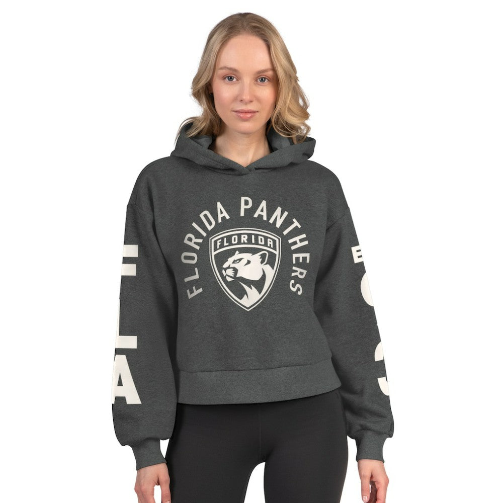 NHL Heather Charcoal Florida Panthers Starter Women's Star Player Cropped Fleece Hoodie