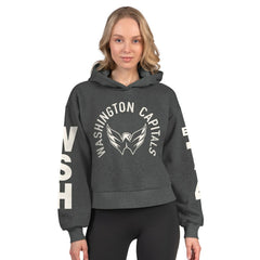 NHL Heather Charcoal Washington Capitals Starter Women's Star Player Cropped Fleece Hoodie