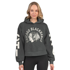 NHL Heather Charcoal Chicago Blackhawks Starter Women's Star Player Cropped Fleece Hoodie
